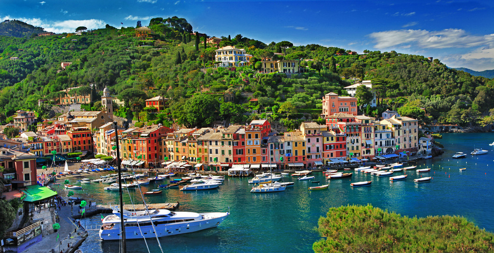 view of Portofino - beautiful town of Ligurian coast, Italy