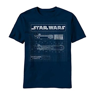 Darth Vader Schematic Blueprint Lightsaber Adult Mens Graphic Tee T-Shirt Apparel Black 