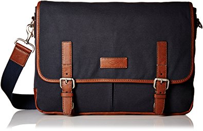 fossil men's leather messenger bag